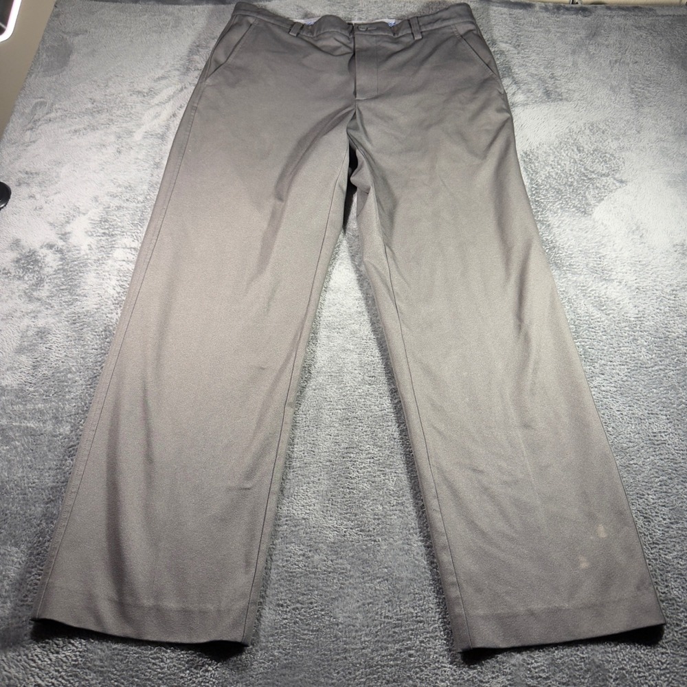 FootJoy Mens Performance Golf Pants Gray Stretch Flat Front W35 L32 FJ Logo